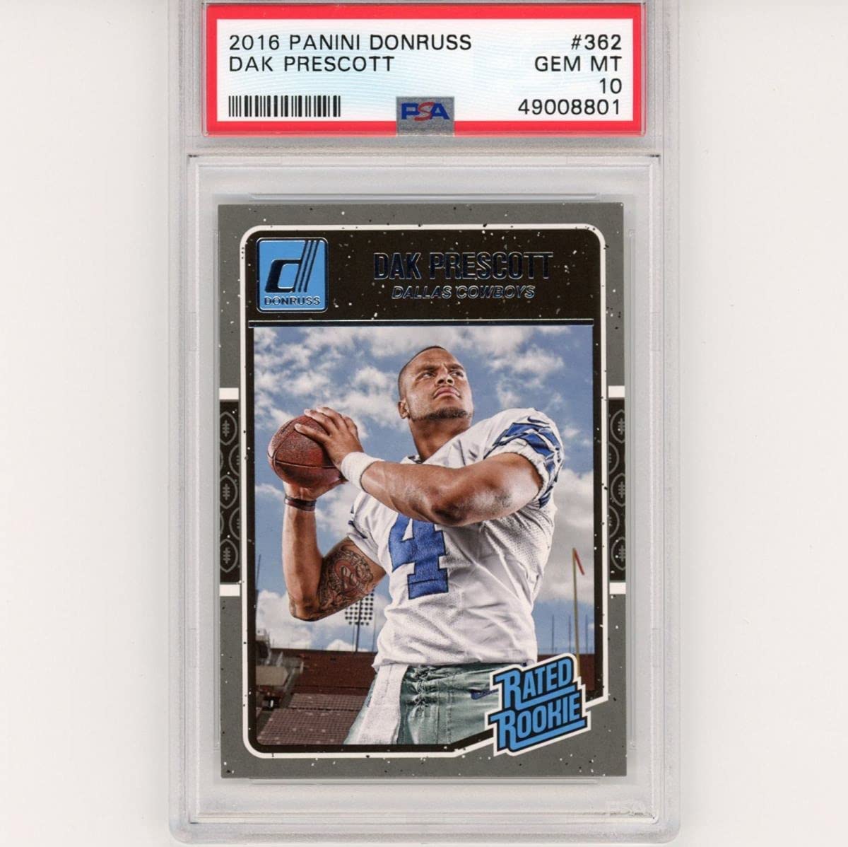 Graded 2016 Panini Donruss Dak Prescott #362 Rookie RC Football Card PSA 10 Gem Mint