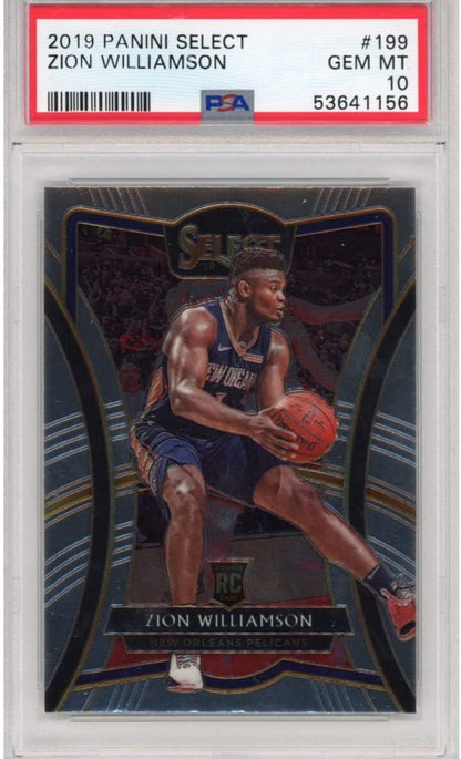 Graded 2019-20 Panini Select Zion Williamson #199 Rookie RC Basketball Card PSA 10 Gem Mint