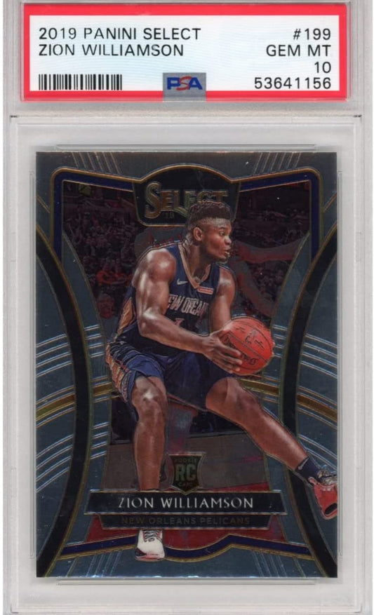 Graded 2019-20 Panini Select Zion Williamson #199 Rookie RC Basketball Card PSA 10 Gem Mint