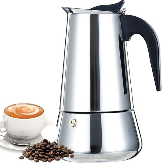 BELLY MOKA 12 Cup Moka Pot | Stainless Steel | Classic Cafe Maker, Stovetop Espresso Maker | Induction Cookers | 600ML, 20oz