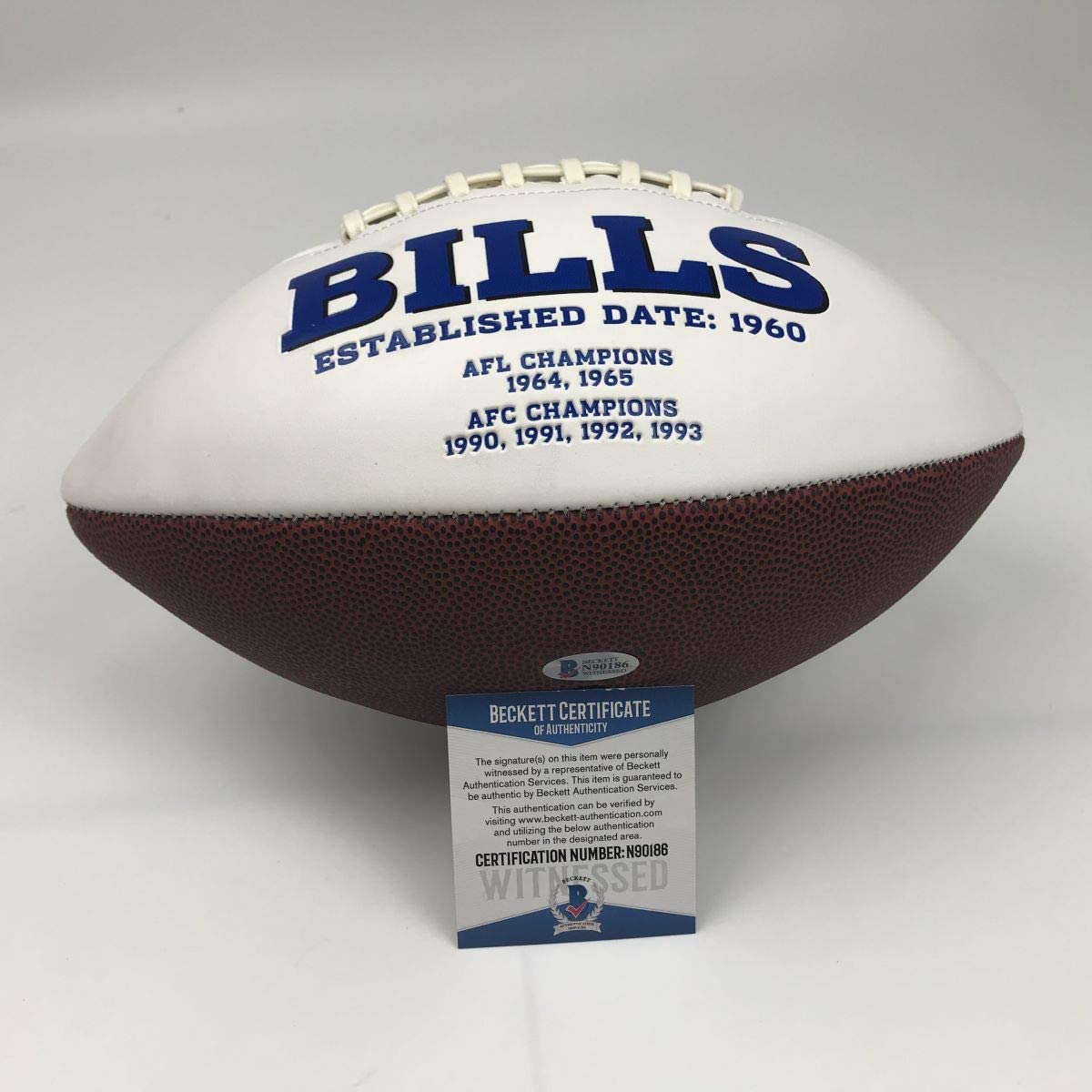 Autographed/Signed Josh Allen Buffalo Bills Full Size FS White Panel Logo Football Beckett BAS COA