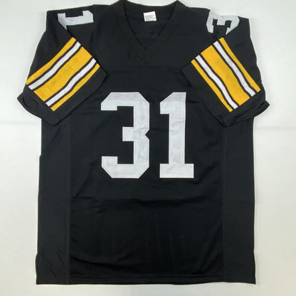 Autographed/Signed Donnie Shell Pittsburgh Black Football Jersey JSA COA