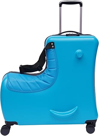 CNCEST Suitcase Kid Luggage Travel Fashionable Appearance Rideable Funny Suitcase Add Fun to The Journey Kid Gift Age 2-12 Years Old Boy/Girl Suitcase PC Material Blue One 30kg (Saddle blue, 24inch)