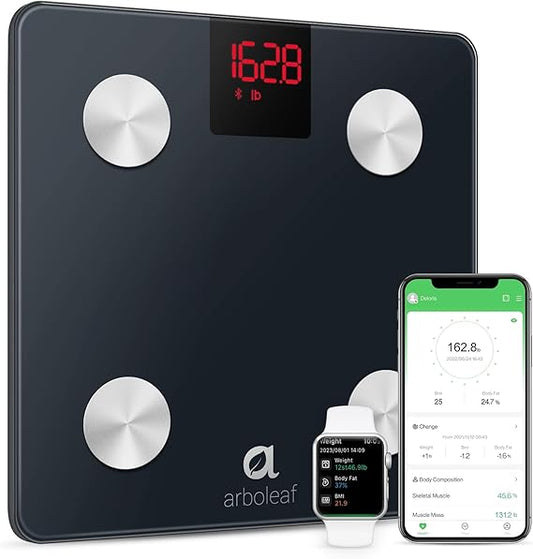 arboleaf Scales for Body Weight, FSA HSA Store Eligible Weight Scale with Body Fat, Digital Bathroom Scale, Smart Bluetooth Body Fat Scale Sync 14 Body Composition Analyzer with Other Fitness Apps