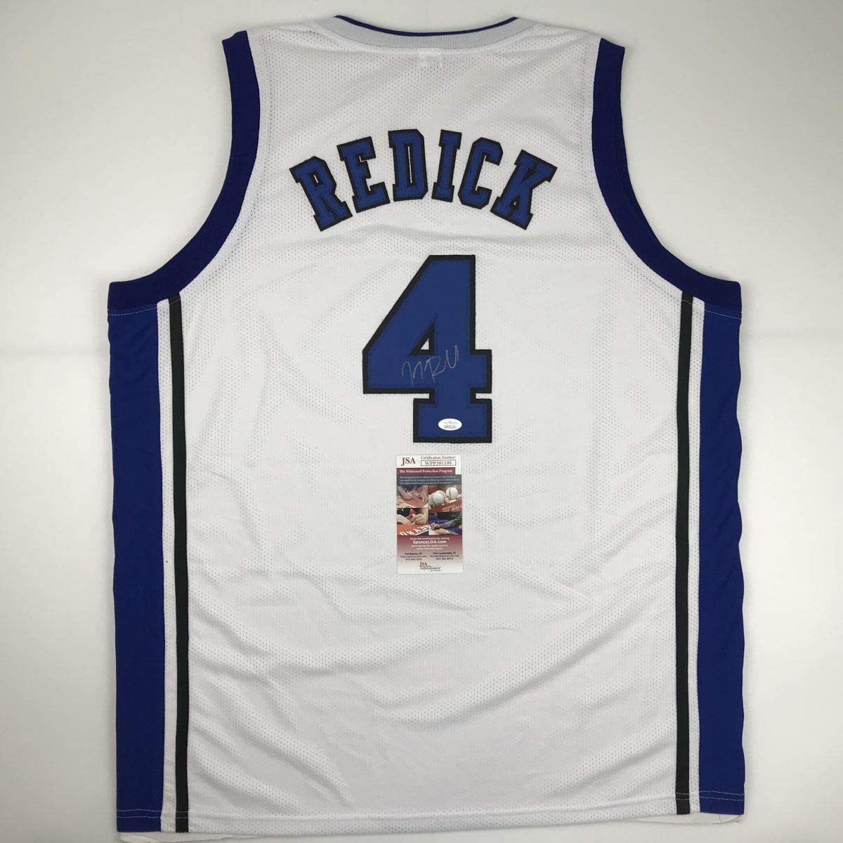 Autographed/Signed JJ J.J. Redick Duke White College Basketball Jersey JSA COA