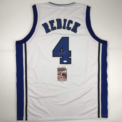 Autographed/Signed JJ J.J. Redick Duke White College Basketball Jersey JSA COA