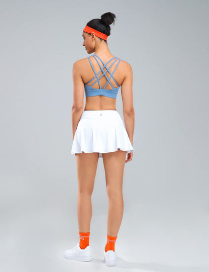 1a1a Women’s Golf Skirt with Pockets Inner Shorts High Waist Moisture Wicking White Small