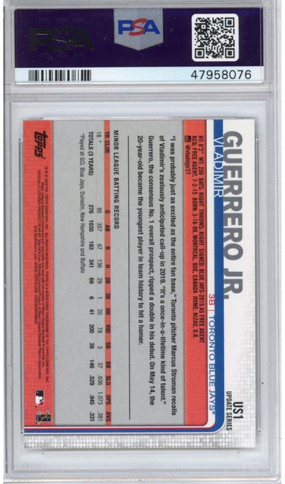 Graded 2019 Topps Update Vladimir Vlad Guerrero Jr. #US1 Throwing Rookie RC Baseball Card PSA 10 Gem Mint