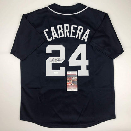 Autographed/Signed Miguel Cabrera Detroit Blue Baseball Jersey JSA COA