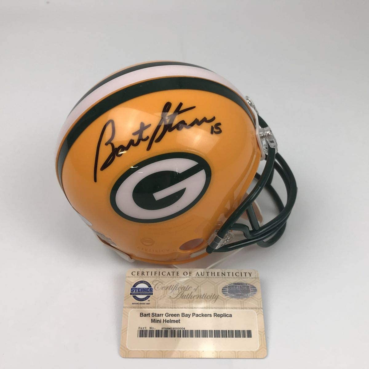 Autographed/Signed Bart Starr Green Bay Packers Football Mini Helmet Steiner Sports COA