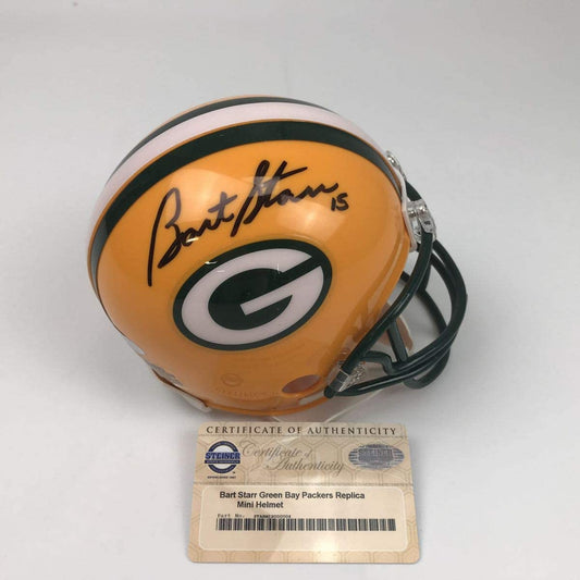 Autographed/Signed Bart Starr Green Bay Packers Football Mini Helmet Steiner Sports COA