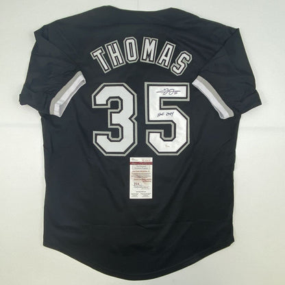 Autographed/Signed Frank Thomas HOF 2014 Chicago Black Baseball Jersey JSA COA