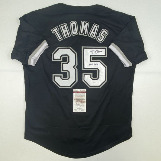 Autographed/Signed Frank Thomas HOF 2014 Chicago Black Baseball Jersey JSA COA