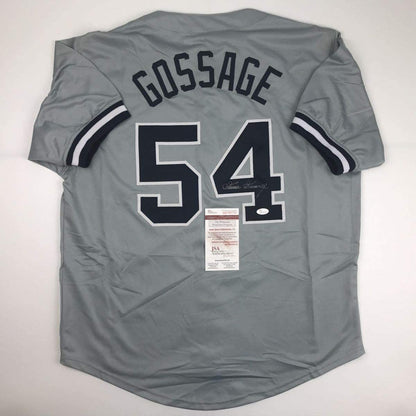 Autographed/Signed Goose Gossage New York Grey Baseball Jersey JSA COA