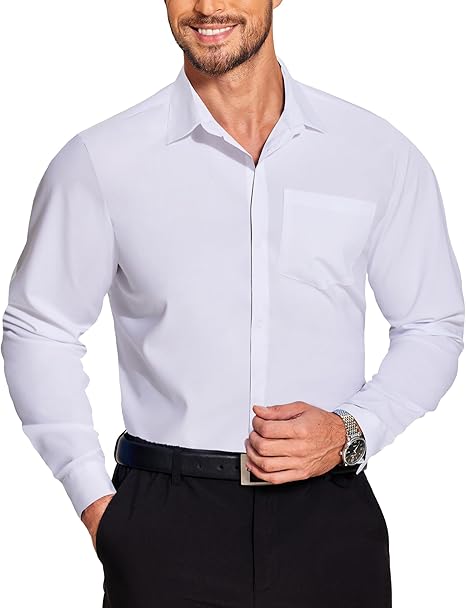 COOFANDY Men's Long Sleeve Muscle Fit Dress Shirts Wrinkle-Free Button Down Business Casual Shirts