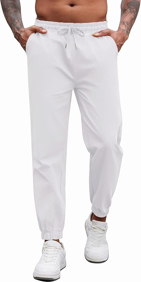 COOFANDY Men's Casual Joggers Pants Cotton Elastic Waist Drawstring Chino Pants Hiking Outdoor Track Sweatpants
