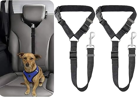 2 Pack Dog Cat Safety Seat Belt Vehicle Seatbelts Adjustable Black