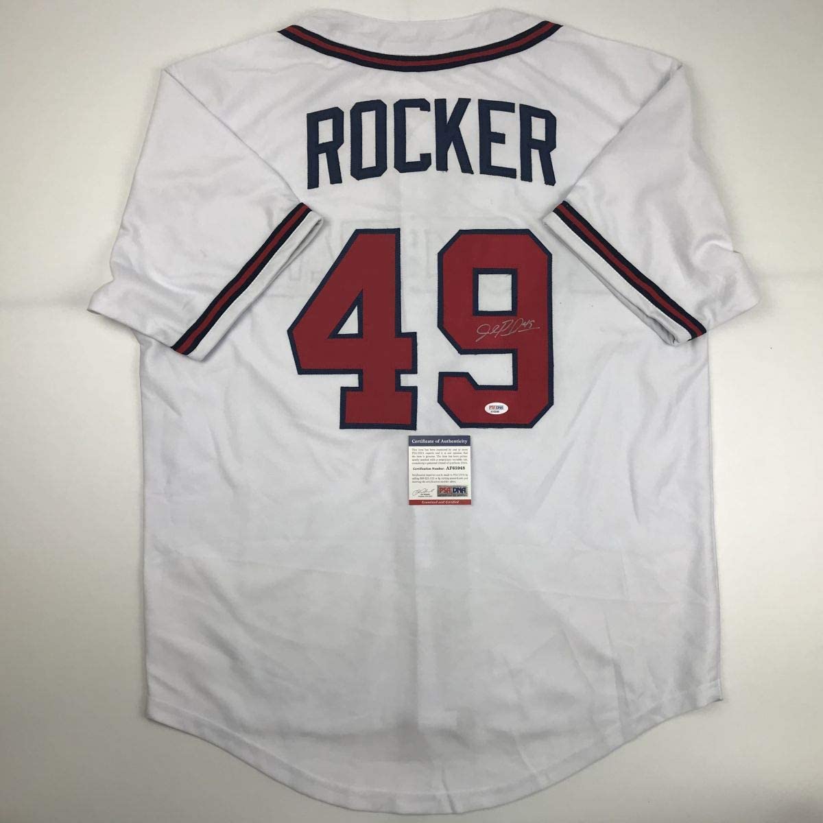 Autographed/Signed John Rocker Atlanta White Baseball Jersey PSA/DNA COA