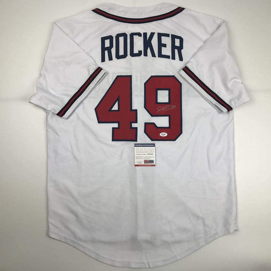 Autographed/Signed John Rocker Atlanta White Baseball Jersey PSA/DNA COA
