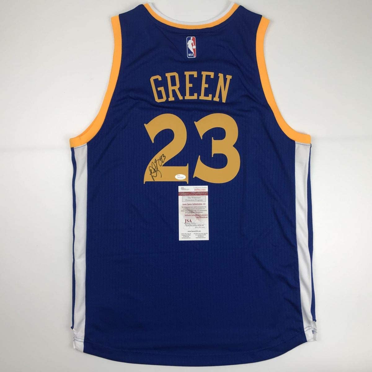 Autographed/Signed Draymond Green Golden State Blue Basketball Jersey JSA COA