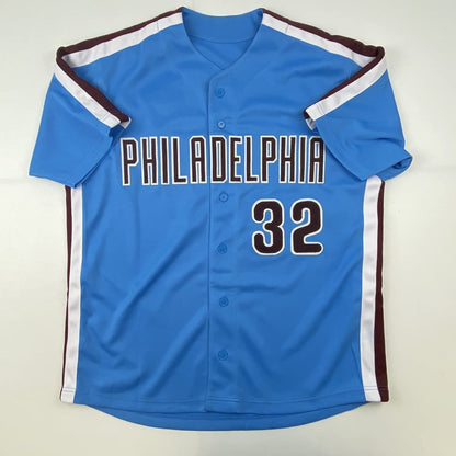 Autographed/Signed Steve Carlton Lefty Philadelphia Retro Blue Baseball Jersey JSA COA