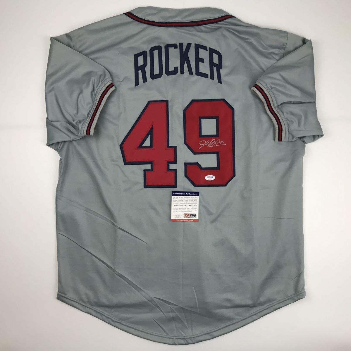 Autographed/Signed John Rocker Atlanta Grey Baseball Jersey PSA/DNA COA