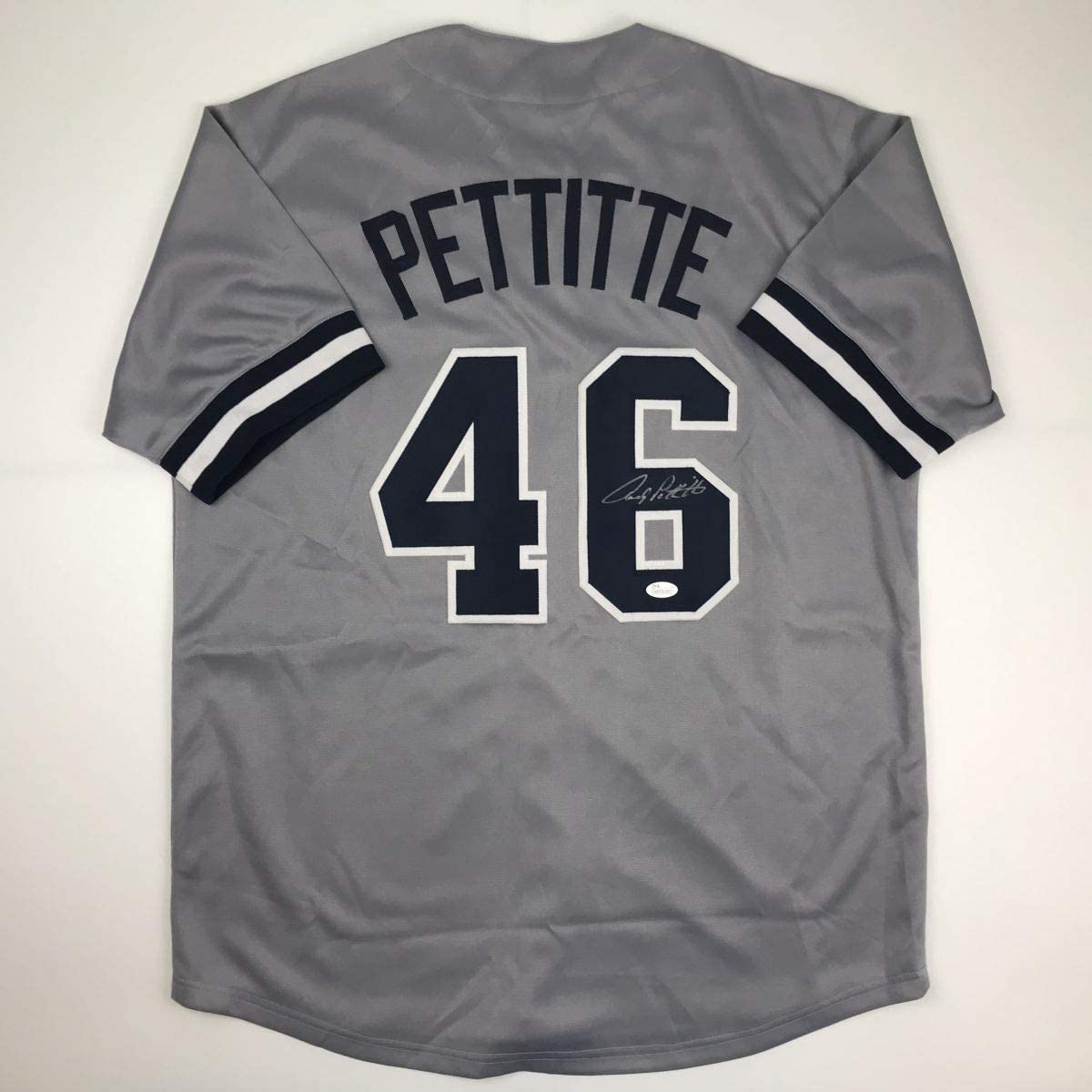 Autographed/Signed Andy Pettitte New York Grey Baseball Jersey JSA COA Holo Only