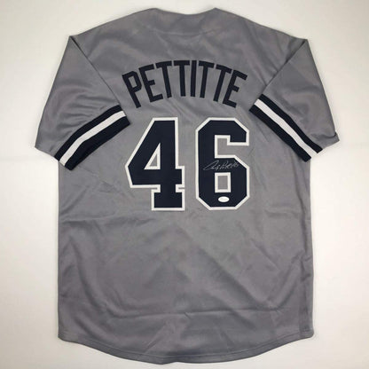 Autographed/Signed Andy Pettitte New York Grey Baseball Jersey JSA COA Holo Only