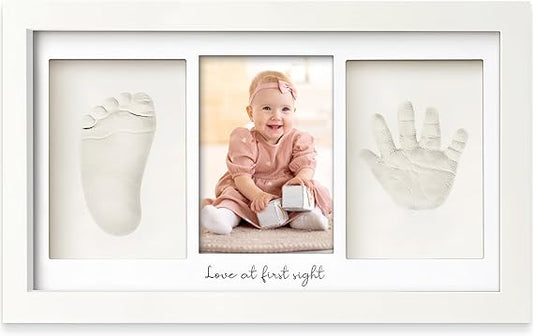 Baby Hand and Footprint Kit - Baby Footprint Kit, Newborn Keepsake Frame, Baby Handprint Kit, Personalized Baby Gifts, Nursery Decor, Baby Shower Gifts for Girls Boys(Alpine White)