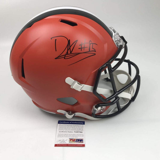 Autographed/Signed David Njoku Cleveland Browns Riddell Full Size FS F/S Replica Football Helmet PSA/DNA COA