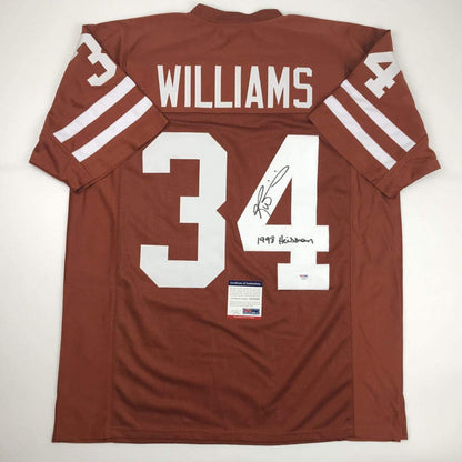 Autographed/Signed Ricky Williams 1998 Heisman Texas Orange College Football Jersey PSA/DNA COA
