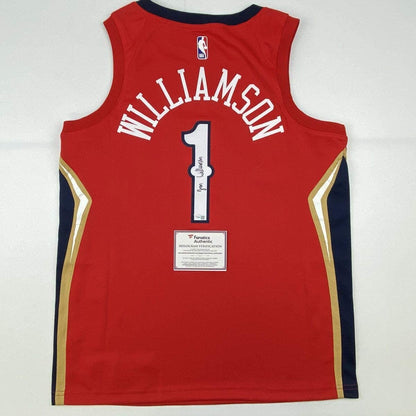 Autographed/Signed Zion Williamson New Orleans Pelicans Red Swingman Jordan Basketball Jersey Fanatics COA