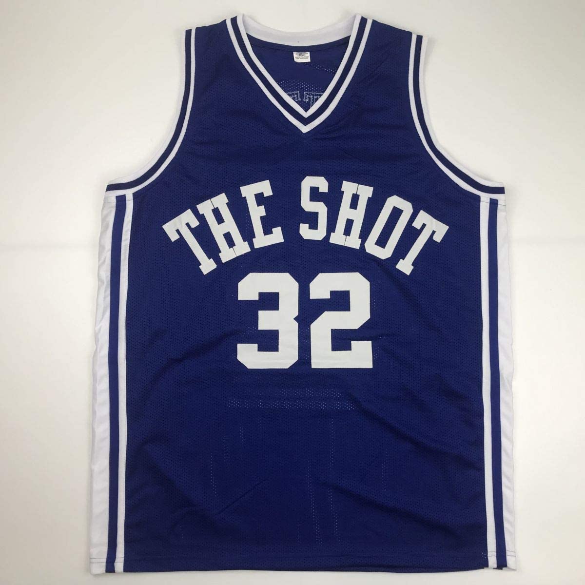 Autographed/Signed Christian Laettner Duke Blue Stat The Shot College Basketball Jersey JSA COA