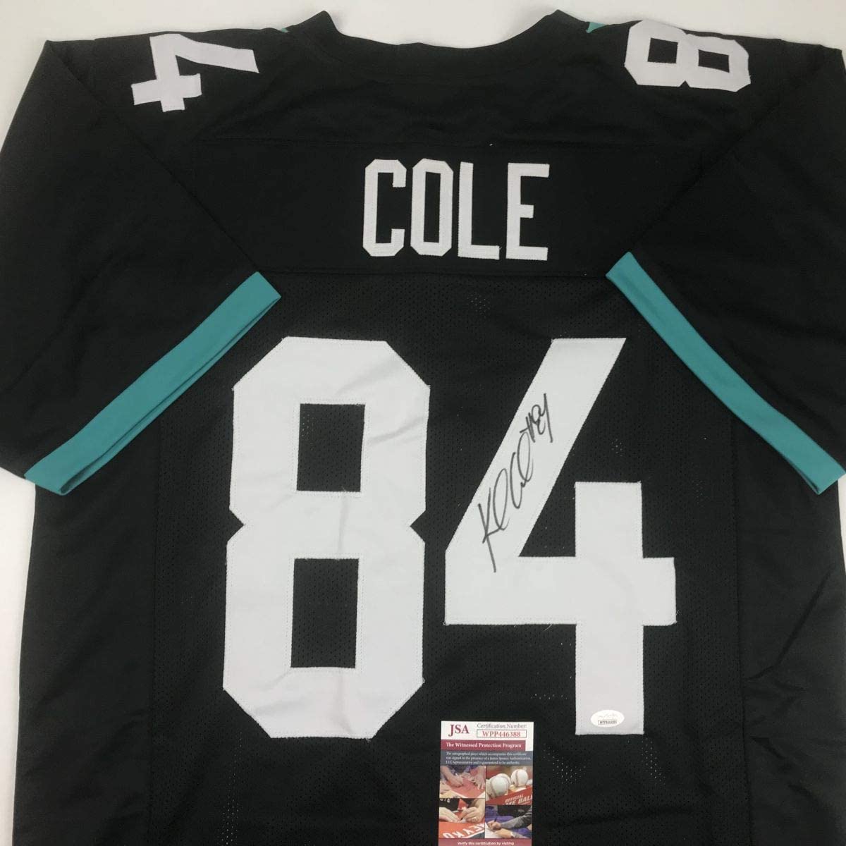 Autographed/Signed Keelan Cole Jacksonville Black Football Jersey JSA COA
