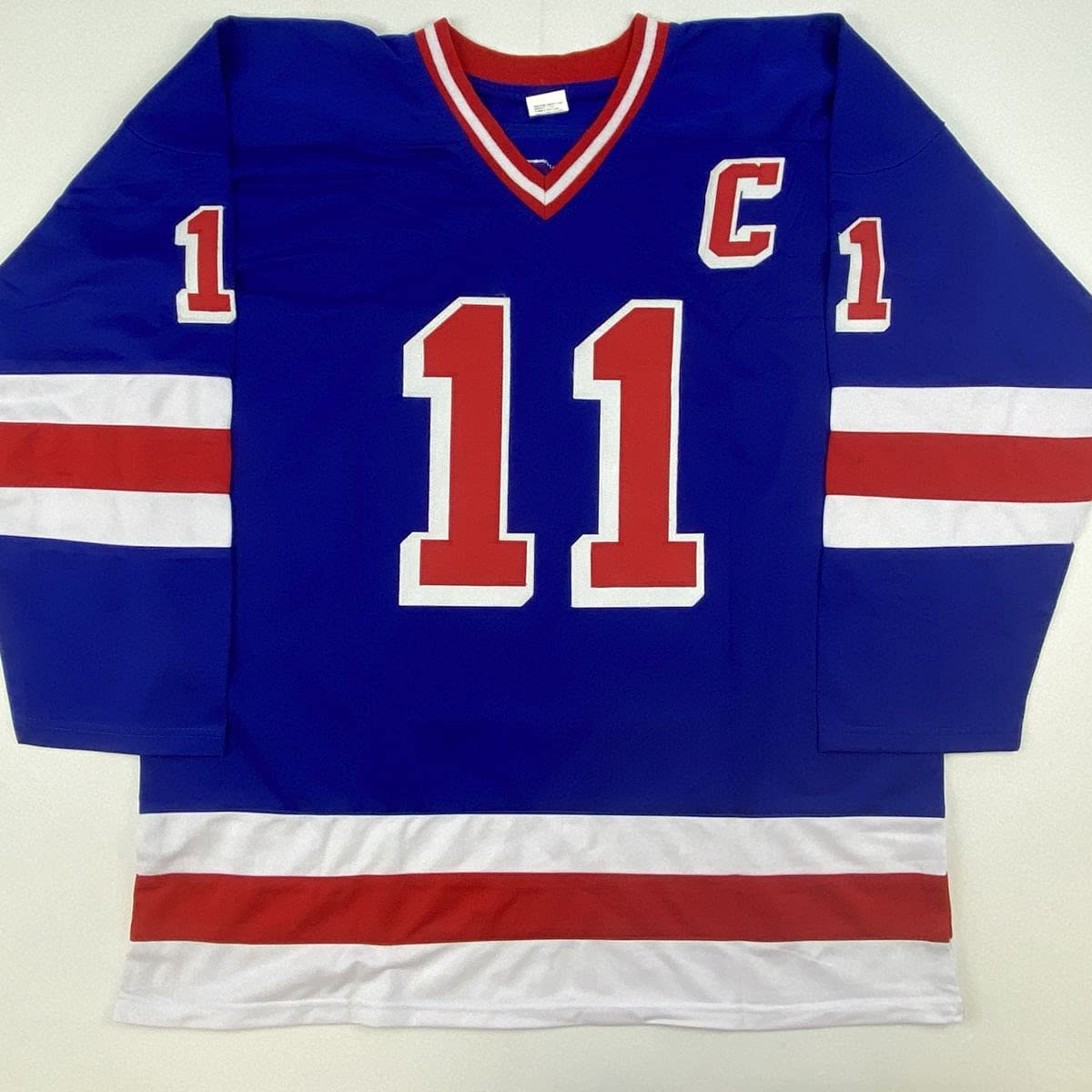 Autographed/Signed Mark Messier New York Blue Hockey Jersey Steiner Sports COA