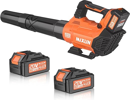 Cordless Leaf Blower - 580CFM/160MPH Electric Blower with 2 x 4.0Ah Batteries, Charger, Shoulder Strap, and 3 Speed Settings, Ideal for Lawn, Yard, Sidewalk, and Garage Cleaning (Orange)