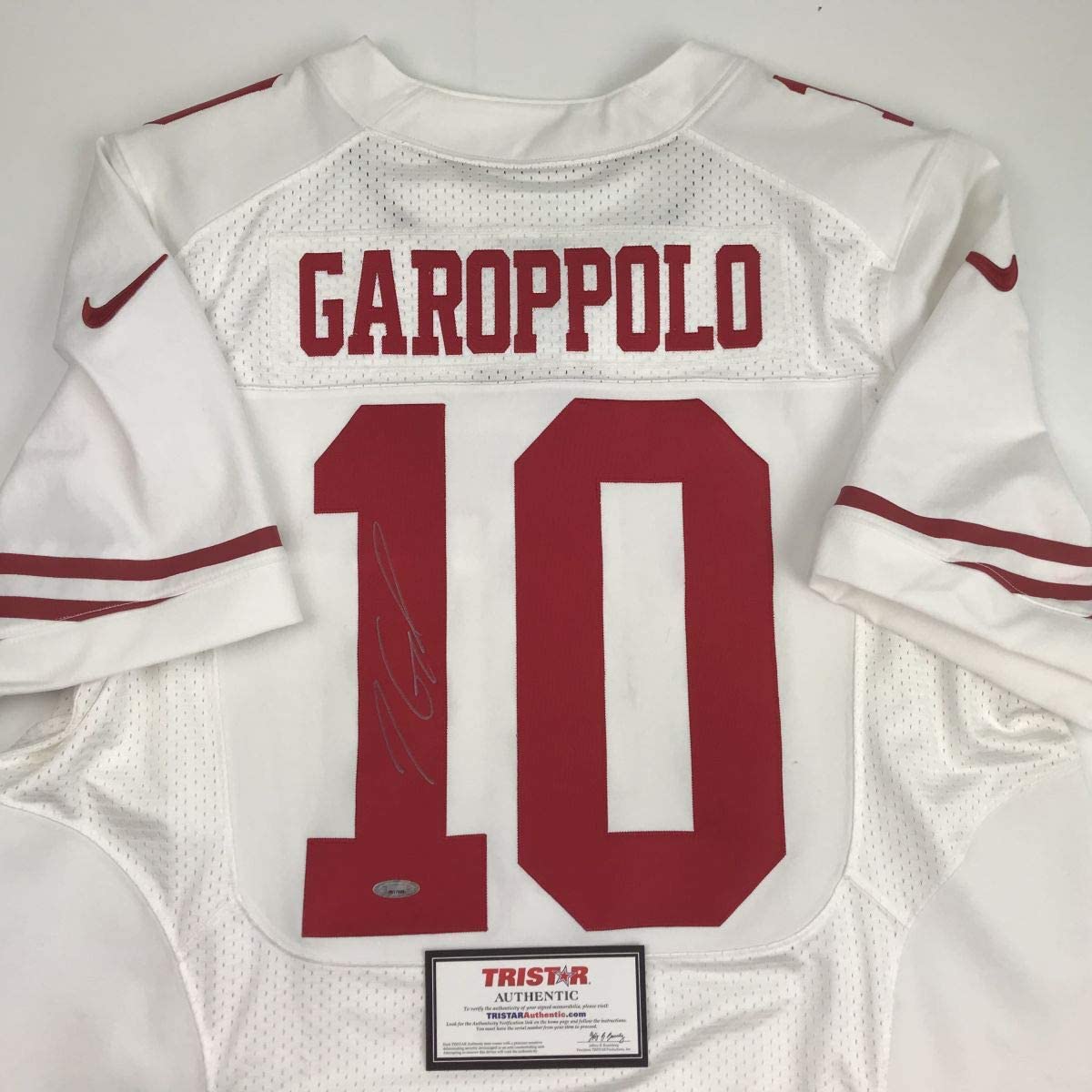 Autographed/Signed Jimmy Garoppolo San Francisco White Football Jersey Tristar COA