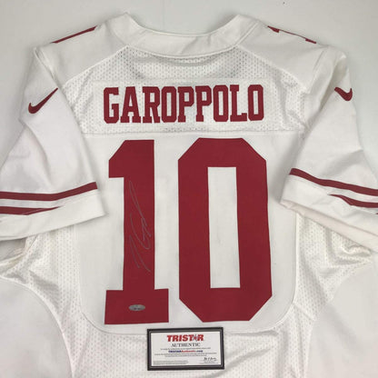 Autographed/Signed Jimmy Garoppolo San Francisco White Football Jersey Tristar COA