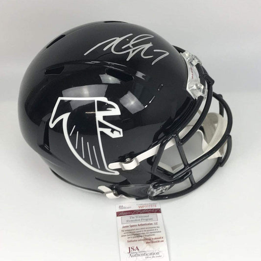Autographed/Signed Michael Mike Vick Atlanta Falcons Retro Full Size FS F/S Replica Football Helmet JSA COA