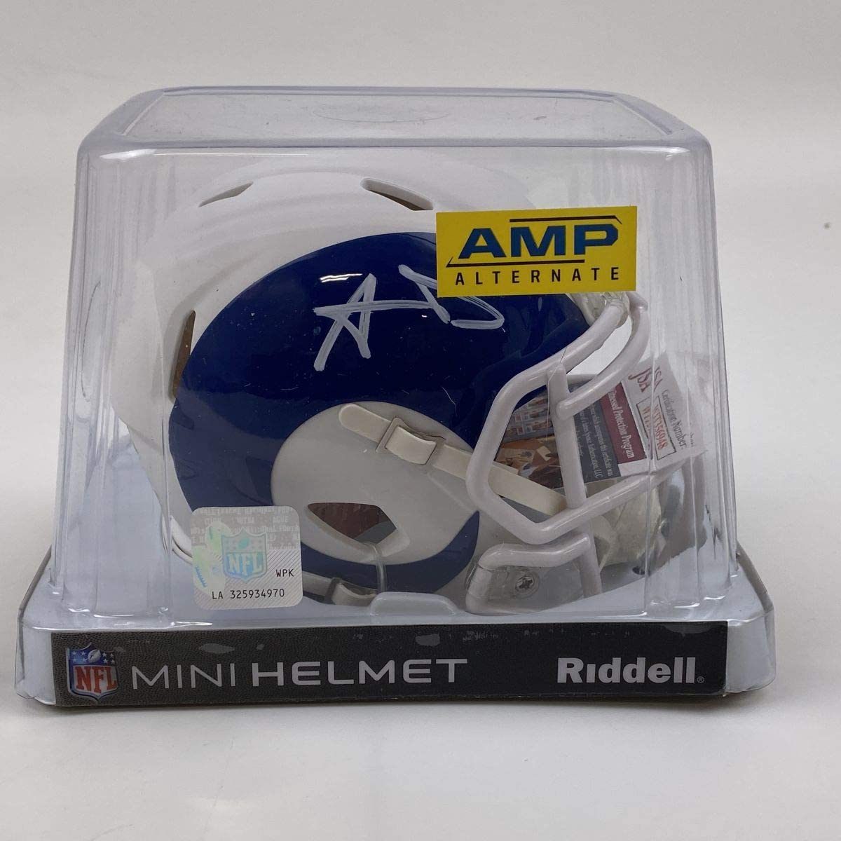 Autographed/Signed Aaron Donald Los Angeles Rams AMP Mini Football Helmet JSA COA