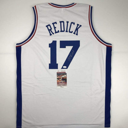 Autographed/Signed JJ J.J. Redick Philadelphia White Basketball Jersey JSA COA