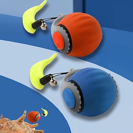 2025NEW Upgrade Speedy 3.0 Tail Cat Toy, Turbo Smart Interactive Cat Ball for Bored Indoor Cats, Automatic Rolling Ball 2.0 Enrichment Toy, Electronic Rollie Pet Chase (Blue+Orange, 2PCS)