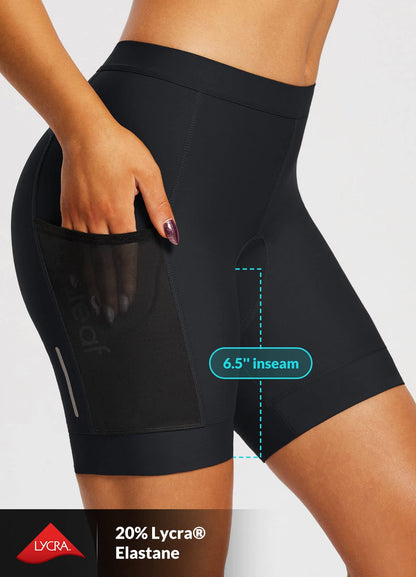 BALEAF Padded Bike Shorts Women 6'' Lycra Cycling Shorts 4D Gel Padding Biking Biker Bicycle Pockets UPF50+ Black XL