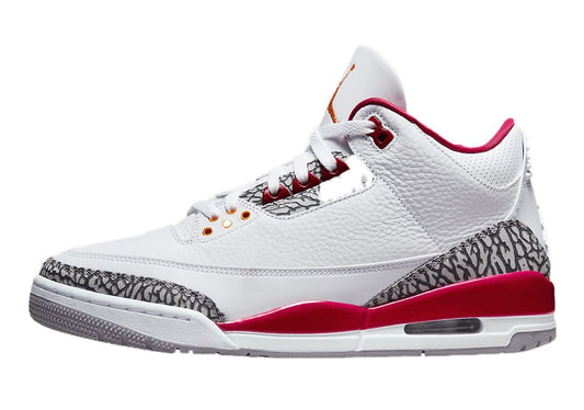 Nike Mens Air Jordan 3 Retro Sneaker, Adult, White/Lt Curry-Cardinal Red, 9.5 M US