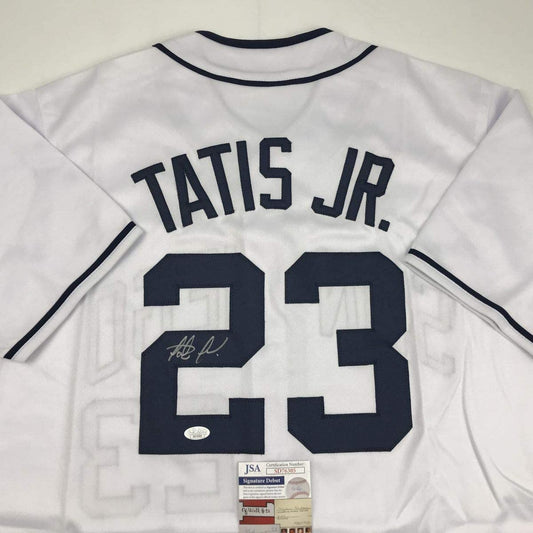 Autographed/Signed Fernando Tatis Jr. San Diego White Baseball Jersey JSA COA