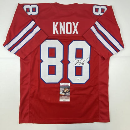 Autographed/Signed Dawson Knox Buffalo Red Football Jersey JSA COA