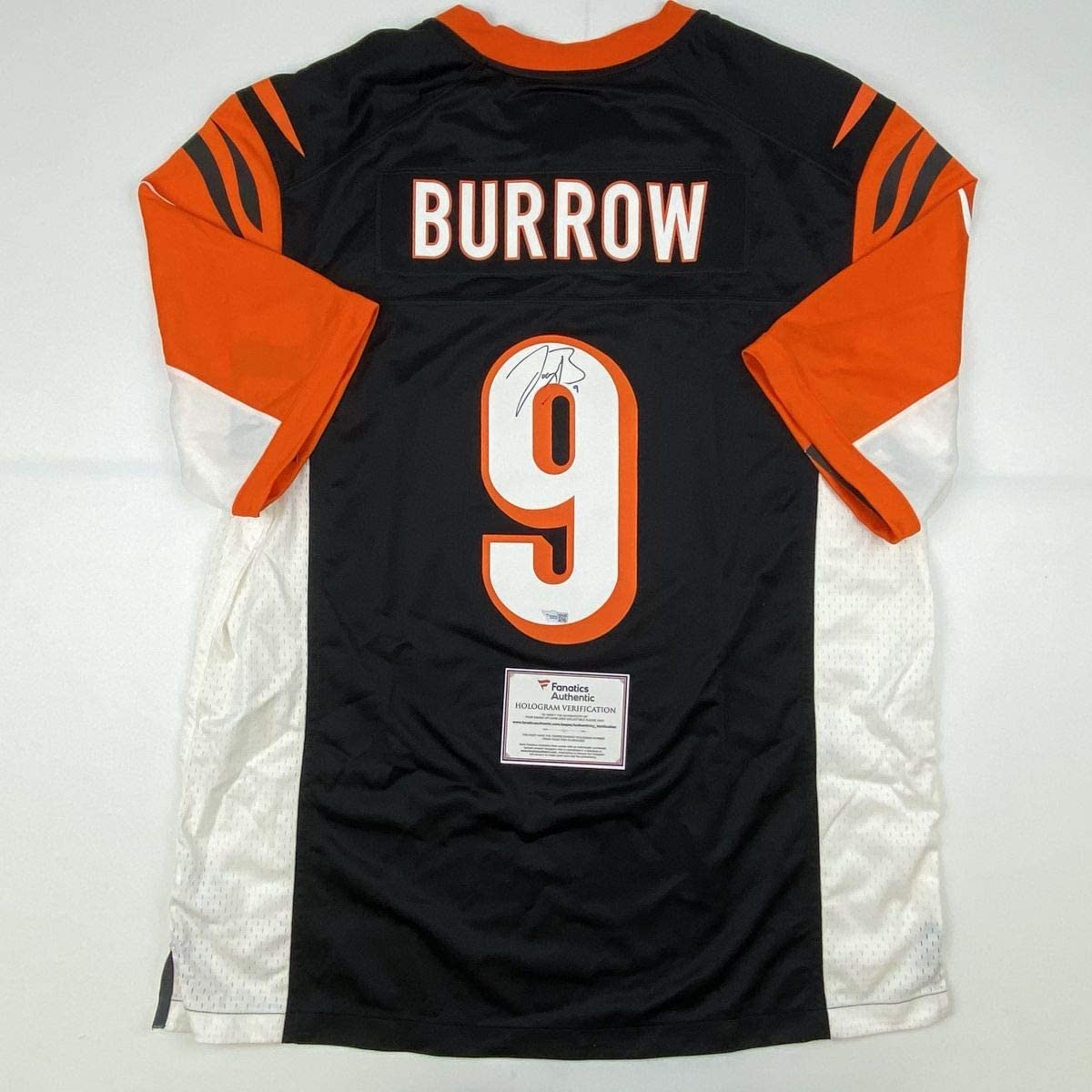Autographed/Signed Joe Burrow Cincinnati Bengals Black Authentic Nike Game Football Jersey Fanatics COA