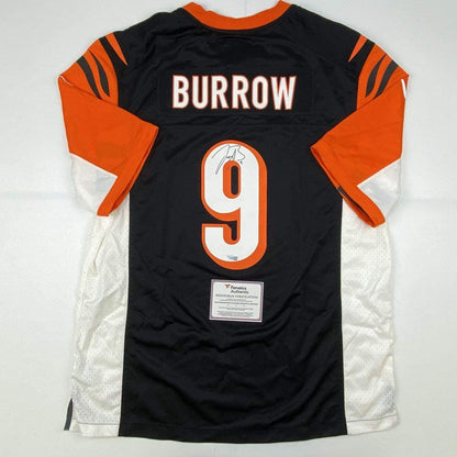 Autographed/Signed Joe Burrow Cincinnati Bengals Black Authentic Nike Game Football Jersey Fanatics COA