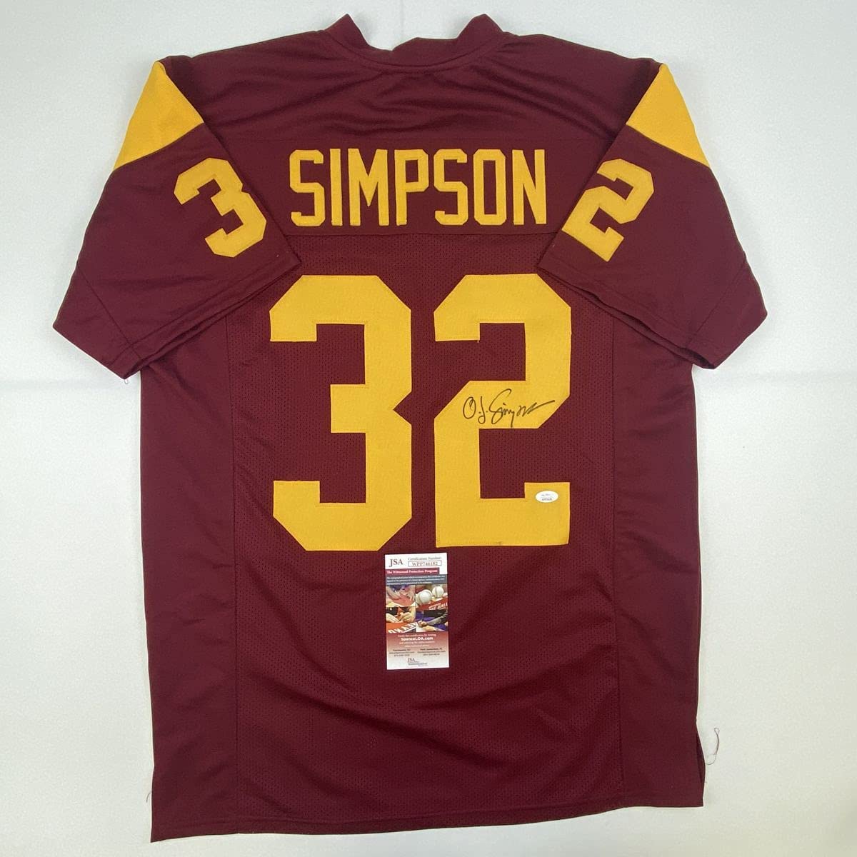 Autographed/Signed OJ O.J. Simpson USC Maroon College Football Jersey JSA COA