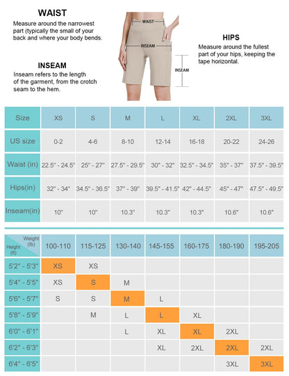 BALEAF Women's 10" Bermuda Shorts Long Athletic Workout Knee Length High Waisted Yoga Running Shorts with 3 Pockets Light Khaki XL